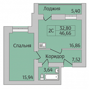 двухкомнатная студия