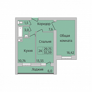 Двухкомнатная квартира